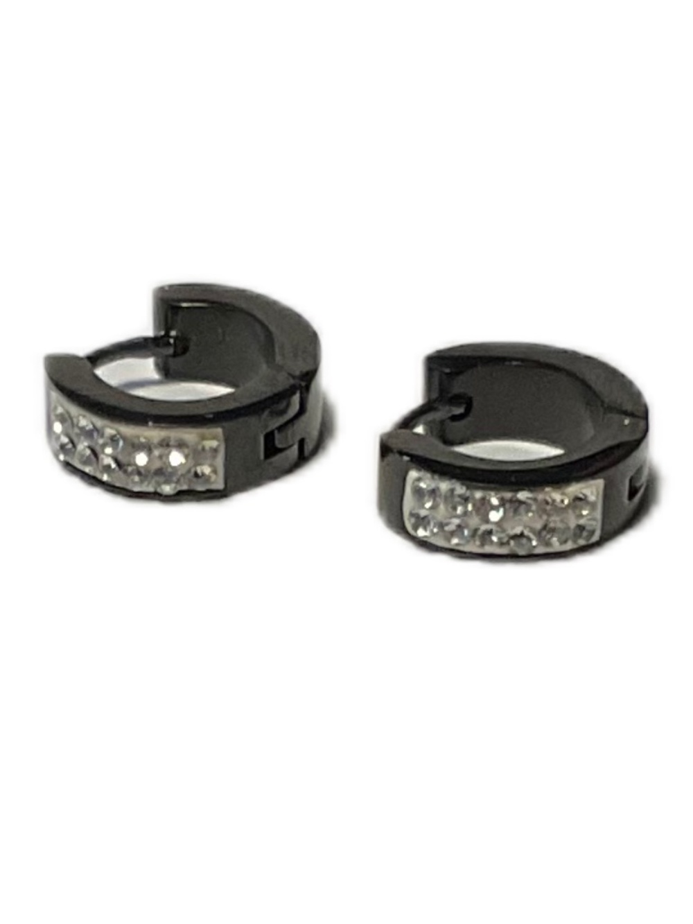 Stainless Steel Hoop Earrings with Faux Stones
